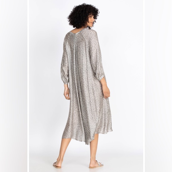 Calme by Johnny Was Animal Print Puff Sleeve Kaftan Maxi Dress Boho Chic Sm NWT - Picture 2 of 10